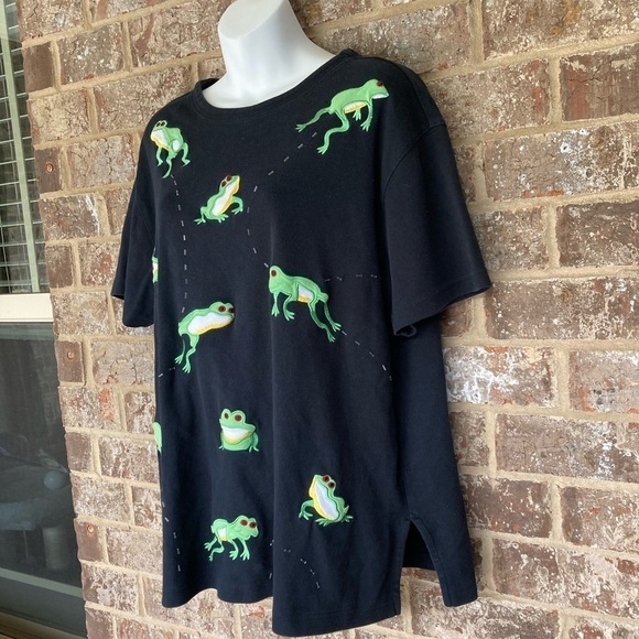 Vintage Bechamel Embroidered Tree Frog Tee Womens Size Large Petite  Top - Picture 2 of 12